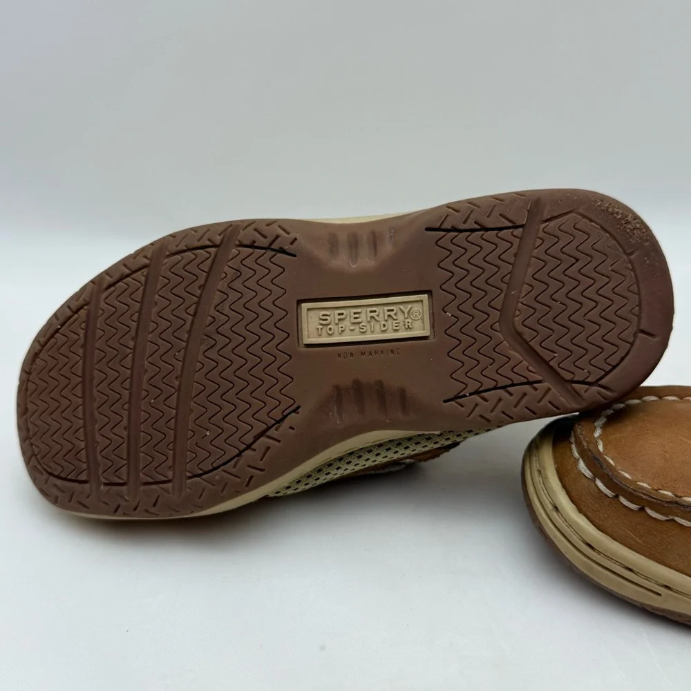 Sperry Tan Leather Boat Shoes Boys Sz 8.5M Preppy School